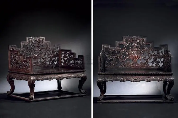 Qing Qianlong Red Sandalwood Openwork Baroque Throne  -  HK$48,088,411