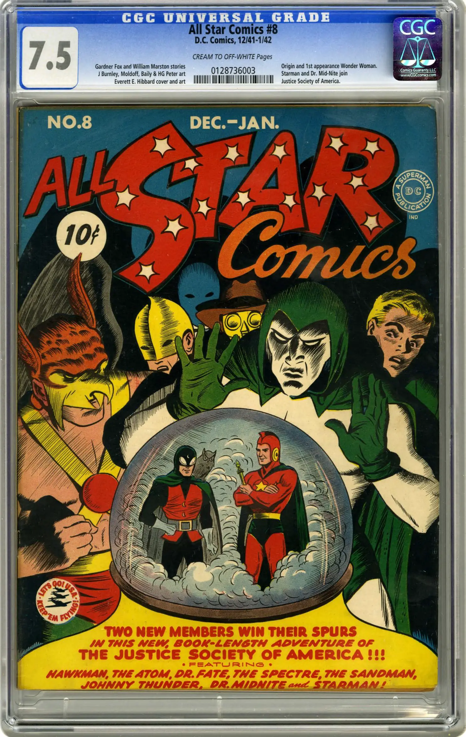All Star Comics #8 graded CGC 9.4 