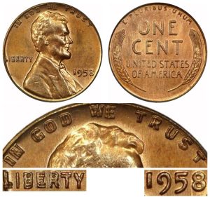 1958 Lincoln Wheat Cent Penny: Doubled-Die Obverse