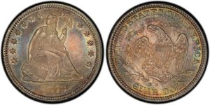 1873 CC Liberty Seated Quarter without Arrows